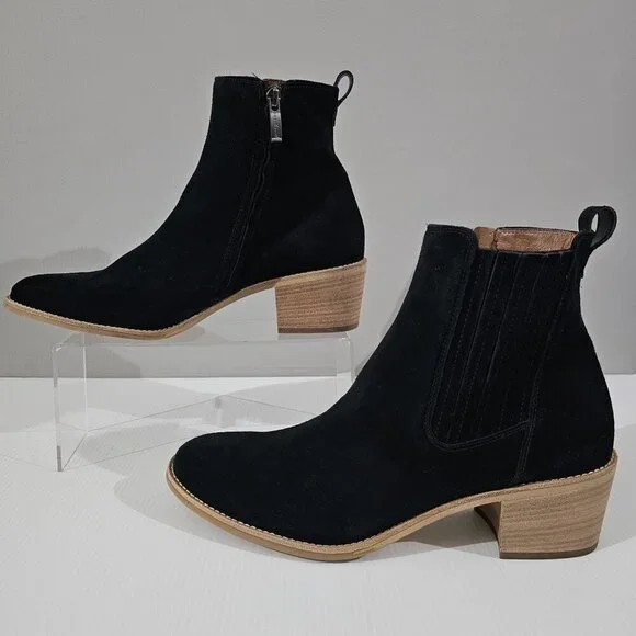 NEW Paul Green Sante Zip Ankle Bootie Western Black Suede UK Size 7
